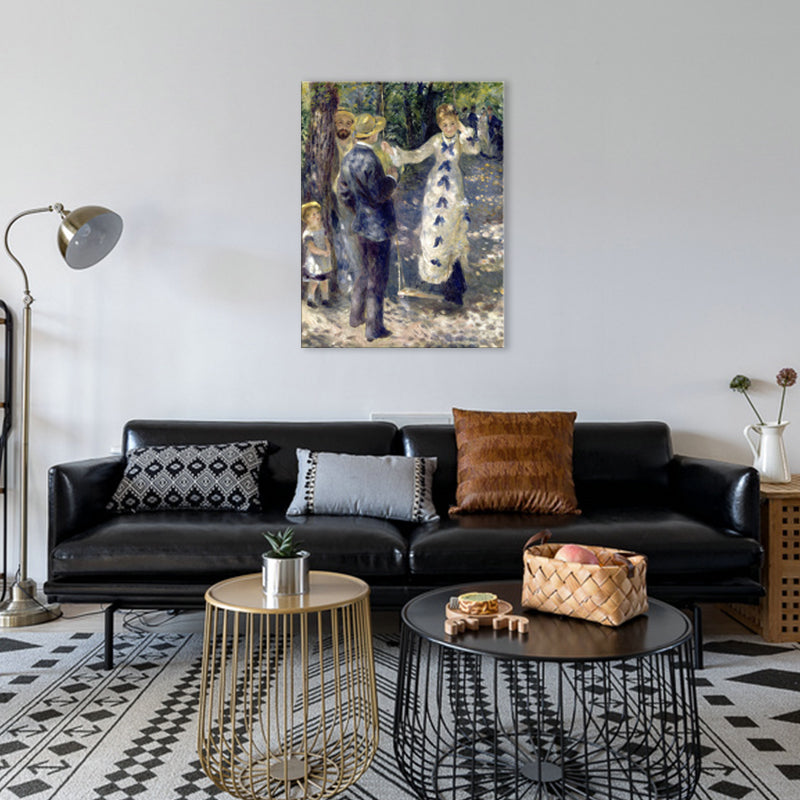 Brehn | Blaue Familien-Picknick-Sicht-Leinwand-texturierte Wandkunst-Druck für das Schlafzimmer, mehrere Größen