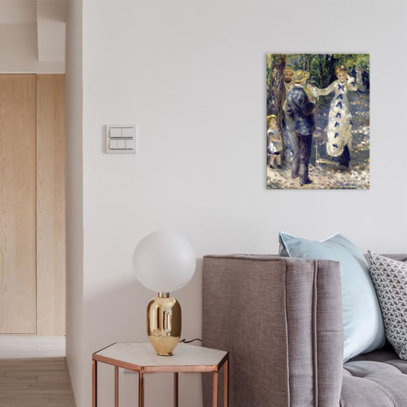 Brehn | Blaue Familien-Picknick-Sicht-Leinwand-texturierte Wandkunst-Druck für das Schlafzimmer, mehrere Größen