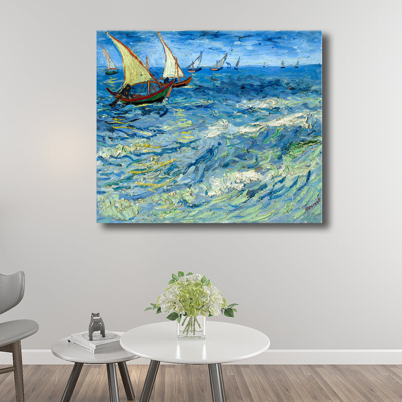 Brehn | Impressionismus Stil Segelndes Leinwand Blau Esszimmer Gemälde, Mehrere Größen Optionen