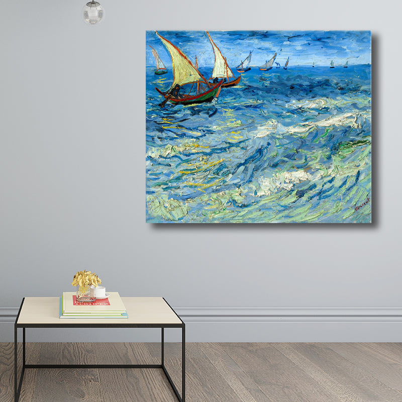 Brehn | Impressionismus Stil Segelndes Leinwand Blau Esszimmer Gemälde, Mehrere Größen Optionen