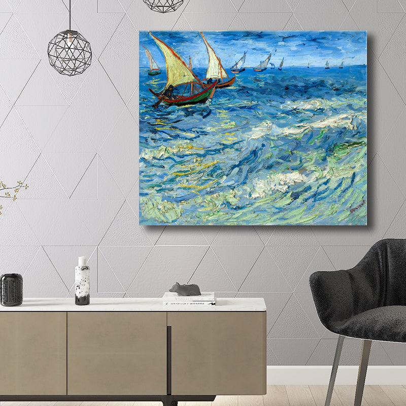 Brehn | Impressionismus Stil Segelndes Leinwand Blau Esszimmer Gemälde, Mehrere Größen Optionen
