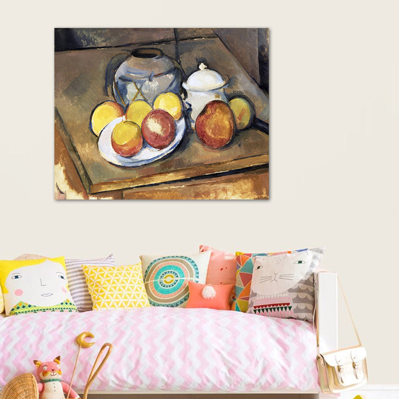 Brehn | Pastellfarbige verstreute Früchte Malerei Strukturierte Kunstdruck für Schlafzimmer, mehrere Größen