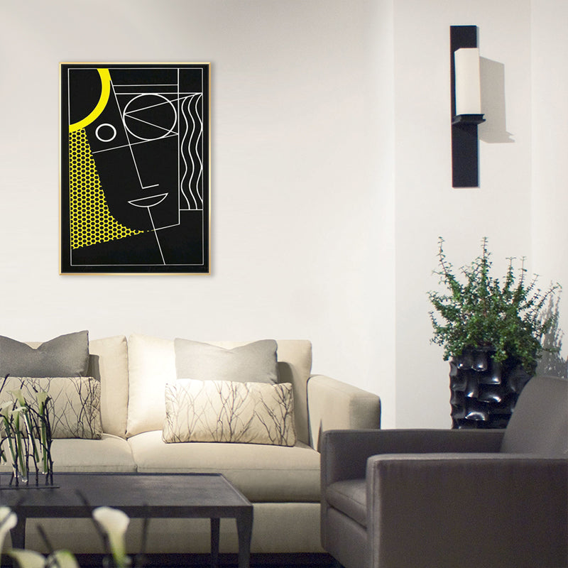 Brehn | Schwarze abstrakte Wanddekoration Illustration im skandinavischen Stil Strukturierte Leinwand für das Spielzimmer