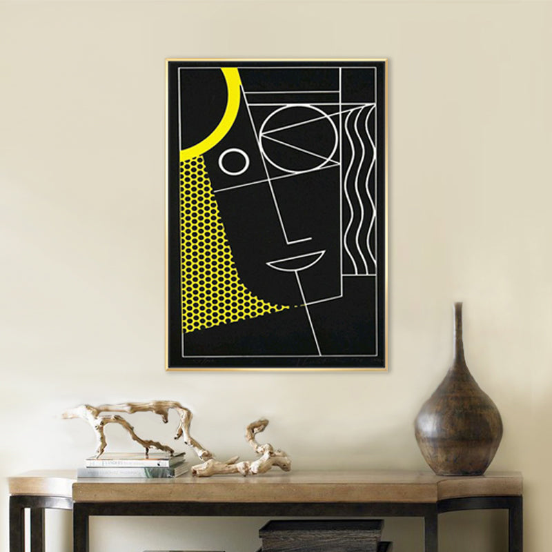 Brehn | Schwarze abstrakte Wanddekoration Illustration im skandinavischen Stil Strukturierte Leinwand für das Spielzimmer