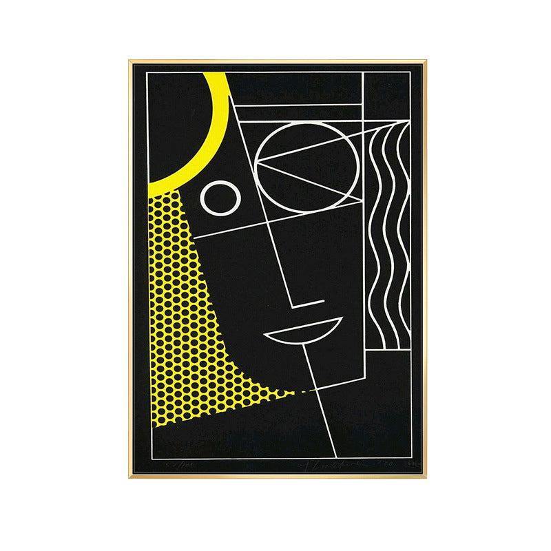 Brehn | Schwarze abstrakte Wanddekoration Illustration im skandinavischen Stil Strukturierte Leinwand für das Spielzimmer