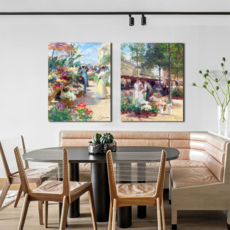 Brehn | Blumenmarkt Szenen Kunstdruck Impressionismus Leinwand Wanddekoration, Mehrere Größenoptionen