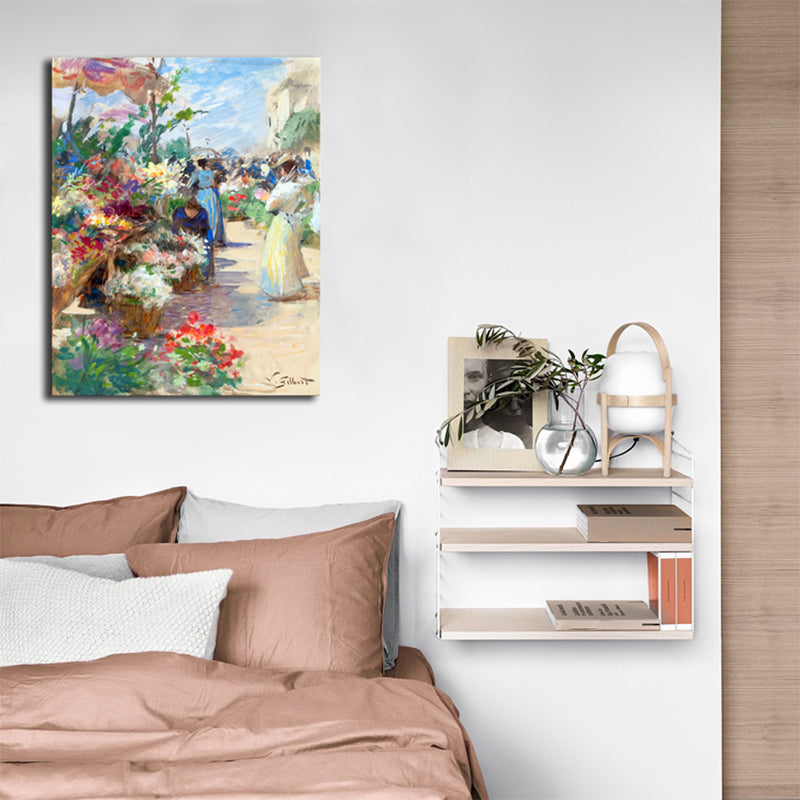 Brehn | Blumenmarkt Szenen Kunstdruck Impressionismus Leinwand Wanddekoration, Mehrere Größenoptionen