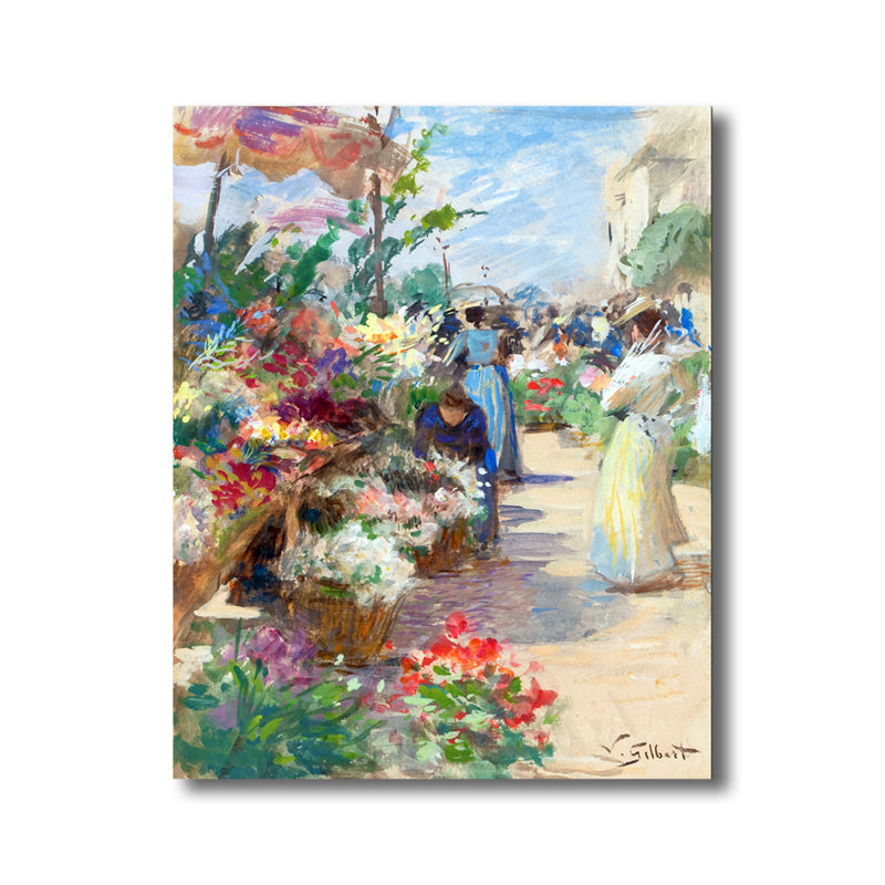 Brehn | Blumenmarkt Szenen Kunstdruck Impressionismus Leinwand Wanddekoration, Mehrere Größenoptionen