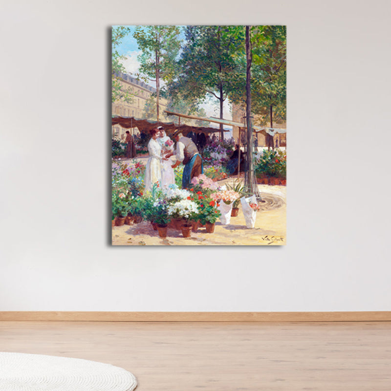 Brehn | Blumenmarkt Szenen Kunstdruck Impressionismus Leinwand Wanddekoration, Mehrere Größenoptionen