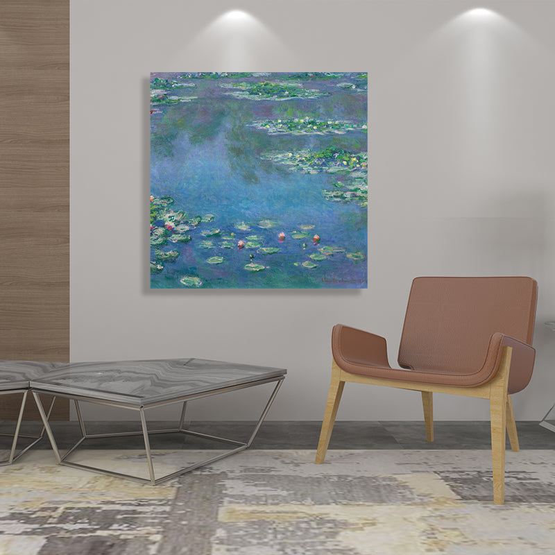 Brehn | Wild Lotus Pond View Painting Französischer Landhausstil Leinwand Wandkunst, Verschiedene Größen