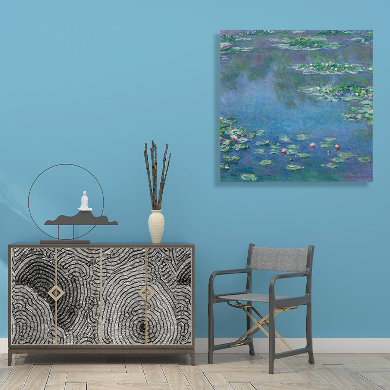 Brehn | Wild Lotus Pond View Painting Französischer Landhausstil Leinwand Wandkunst, Verschiedene Größen