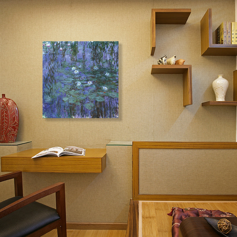 Brehn | Wild Lotus Pond View Painting Französischer Landhausstil Leinwand Wandkunst, Verschiedene Größen