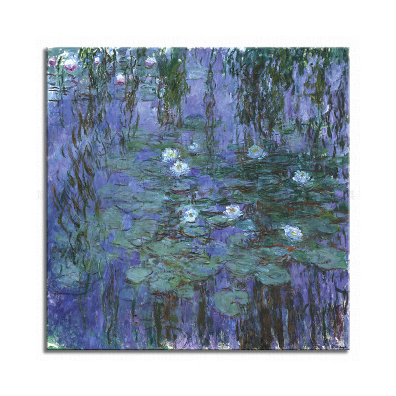 Brehn | Wild Lotus Pond View Painting Französischer Landhausstil Leinwand Wandkunst, Verschiedene Größen