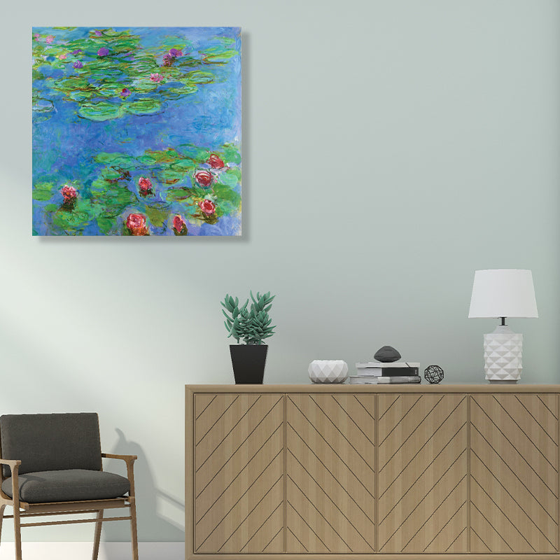 Brehn | Wild Lotus Pond View Painting Französischer Landhausstil Leinwand Wandkunst, Verschiedene Größen