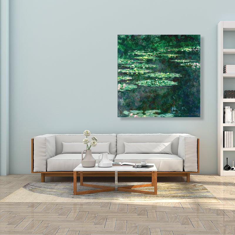 Brehn | Wild Lotus Pond View Painting Französischer Landhausstil Leinwand Wandkunst, Verschiedene Größen