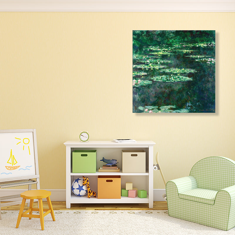 Brehn | Wild Lotus Pond View Painting Französischer Landhausstil Leinwand Wandkunst, Verschiedene Größen