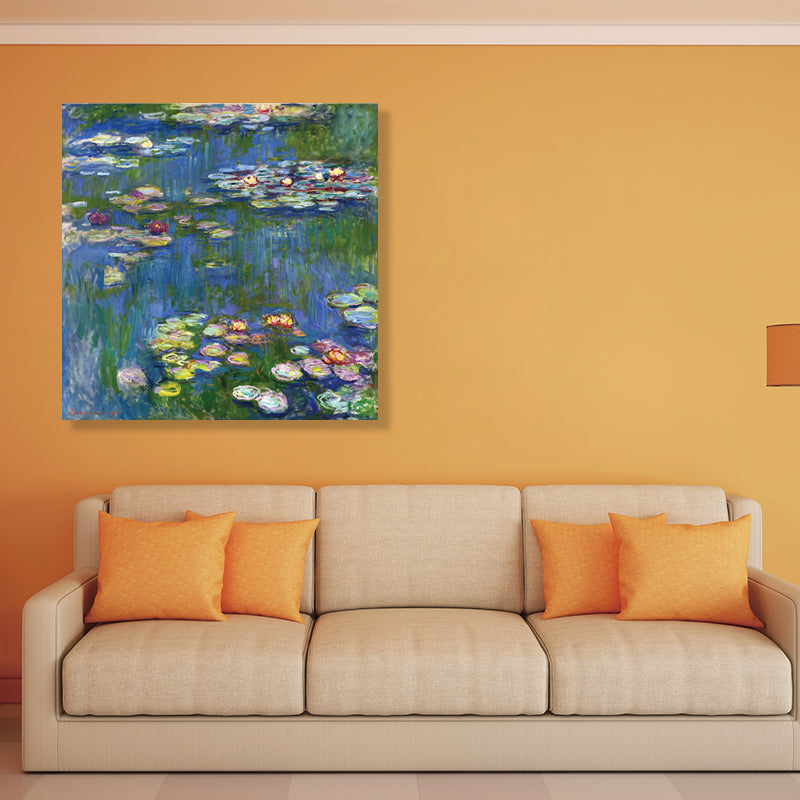 Brehn | Wild Lotus Pond View Painting Französischer Landhausstil Leinwand Wandkunst, Verschiedene Größen