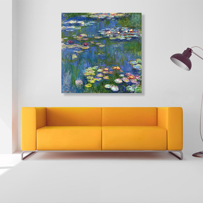Brehn | Wild Lotus Pond View Painting Französischer Landhausstil Leinwand Wandkunst, Verschiedene Größen
