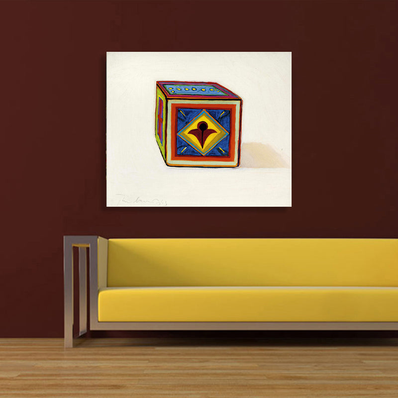Brehn | Traditioneller Stil Teenager Wanddekoration Merkwürdige quadratische Box in Blau Kunst, mehrere Größen