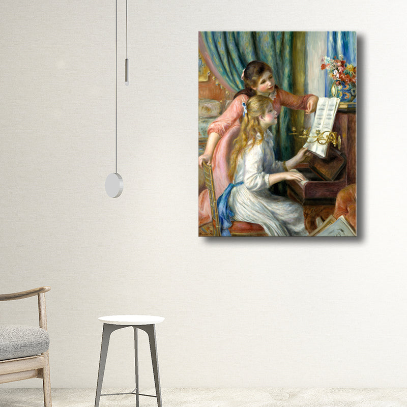 Brehn | Mädchen und Klavier Wanddekor Impressionismus Texturiertes Schlafzimmer Gemälde, Mehrere Größen