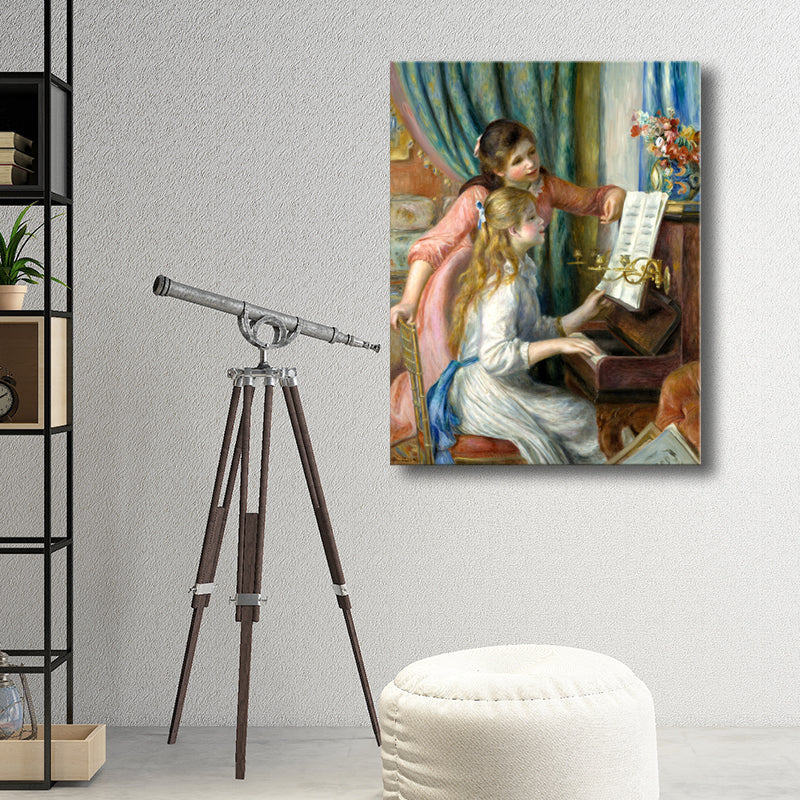 Brehn | Mädchen und Klavier Wanddekor Impressionismus Texturiertes Schlafzimmer Gemälde, Mehrere Größen