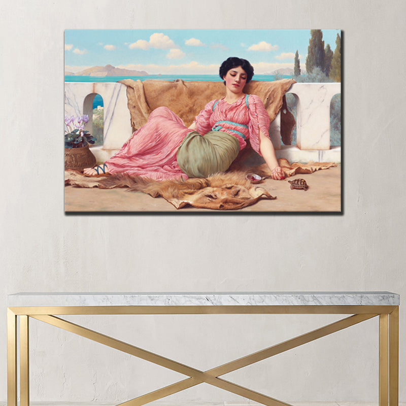 Brehn | Impressionismus Sitzendes Mädchen Wanddekor Leinwand Rosa Figur Kunstdruck, Mehrere Größen