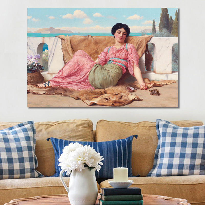 Brehn | Impressionismus Sitzendes Mädchen Wanddekor Leinwand Rosa Figur Kunstdruck, Mehrere Größen