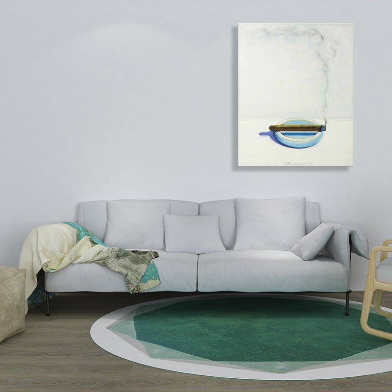 Brehn | Blaue traditionelle Malerei runder Aschenbecher Wandkunst Dekoration für die Küche, mehrere Größen