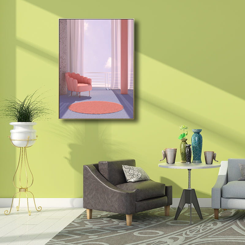 Brehn | Gordijn en Raam Scene Canvas voor Eetkamer in Lichte Kleur, Meerdere Maat Opties