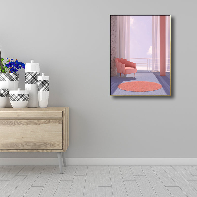 Brehn | Gordijn en Raam Scene Canvas voor Eetkamer in Lichte Kleur, Meerdere Maat Opties