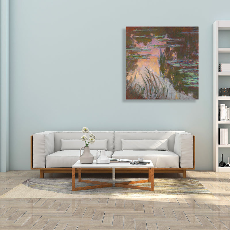 Brehn | Field Lotus Pond Wanddekoration für das Schlafzimmer von Mädchen in Grün, mehrere Größen verfügbar
