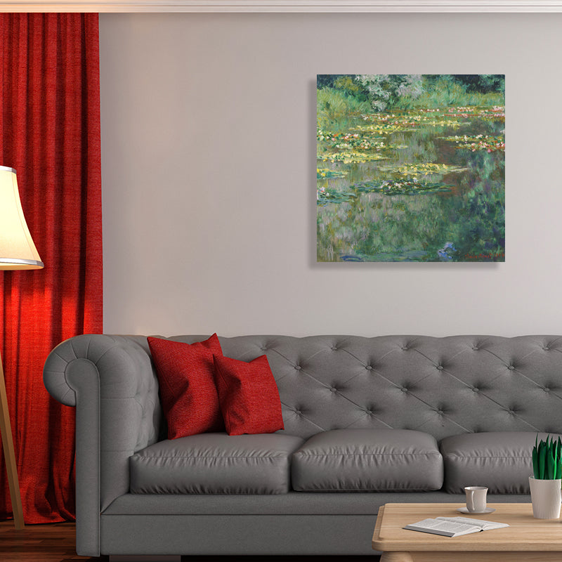 Brehn | Field Lotus Pond Wanddekoration für das Schlafzimmer von Mädchen in Grün, mehrere Größen verfügbar