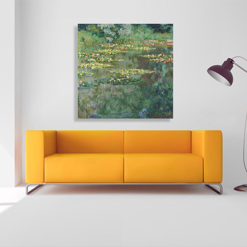 Brehn | Field Lotus Pond Wanddekoration für das Schlafzimmer von Mädchen in Grün, mehrere Größen verfügbar