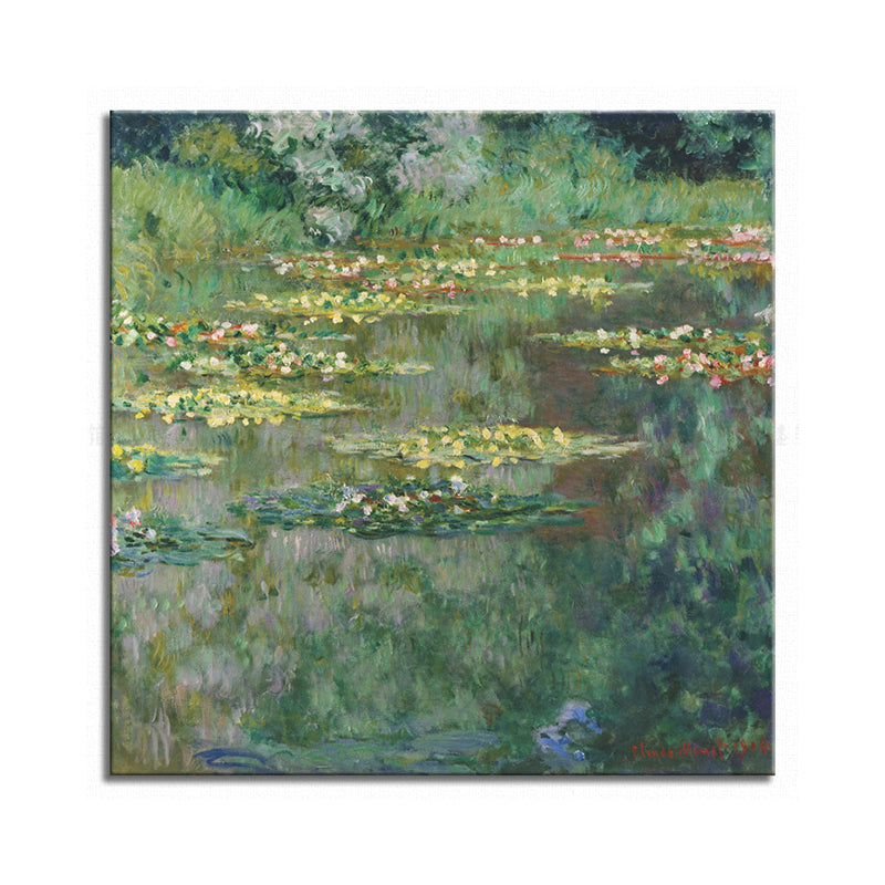 Brehn | Field Lotus Pond Wanddekoration für das Schlafzimmer von Mädchen in Grün, mehrere Größen verfügbar