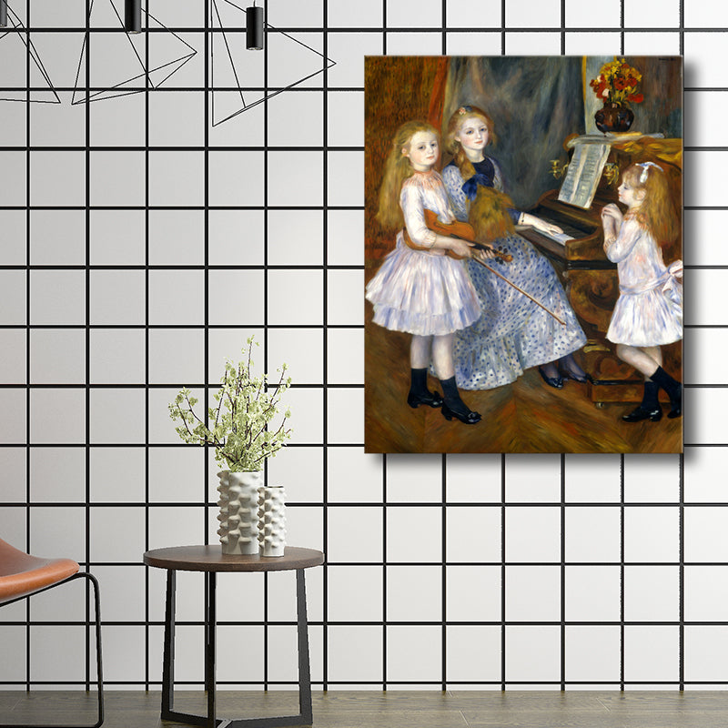 Brehn | Mädchen und Instrumente Musik Malerei Impressionismus Leinwand Wandkunst, mehrere Größen