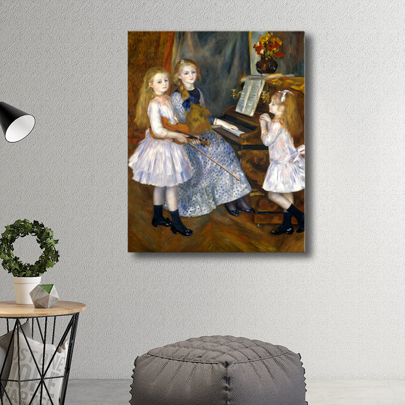 Brehn | Mädchen und Instrumente Musik Malerei Impressionismus Leinwand Wandkunst, mehrere Größen