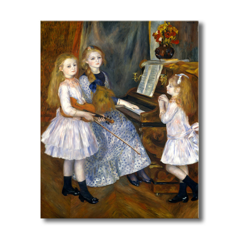 Brehn | Mädchen und Instrumente Musik Malerei Impressionismus Leinwand Wandkunst, mehrere Größen