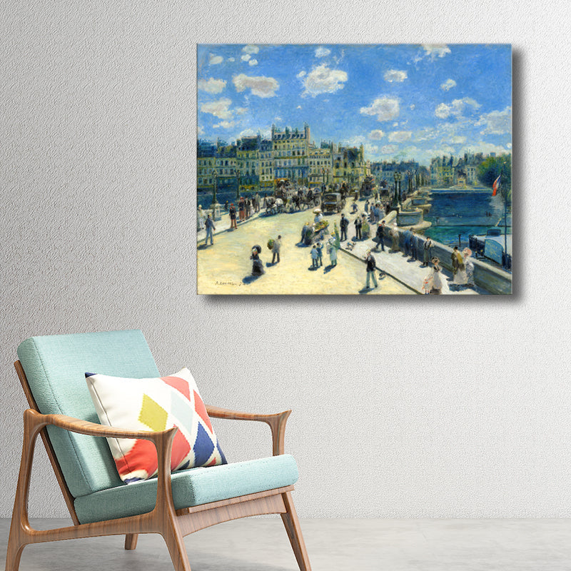 Brehn | Leinwand Blau Wanddekoration Impressionismus Menschen Ausflug Kunst, Mehrere Größen Verfügbar