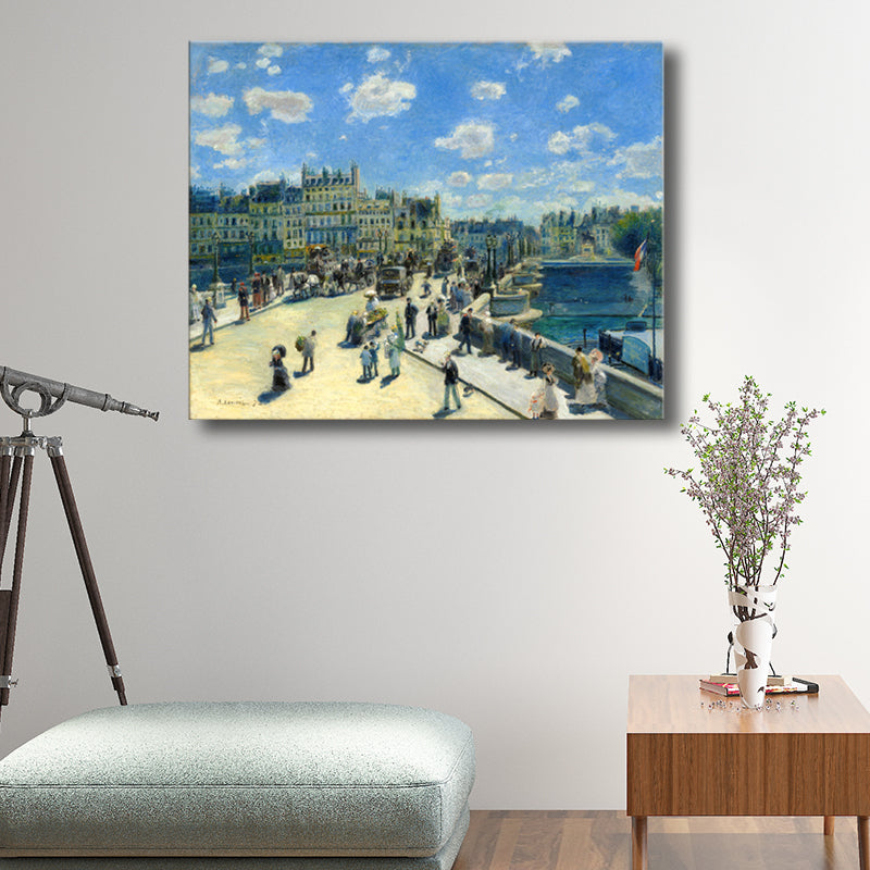Brehn | Leinwand Blau Wanddekoration Impressionismus Menschen Ausflug Kunst, Mehrere Größen Verfügbar