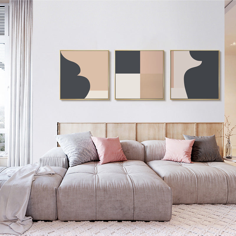 Brehn | Illustration Abstraktes Muster Kunst Nordischer Stil Leinwand Texturiertes Wandbild in Orange