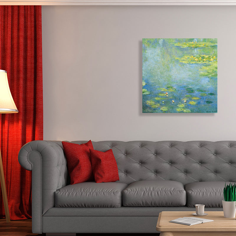 Brehn | Lotus und Lotusblätter Leinwand für das Esszimmer in Grün, Mehrere Größen Verfügbar