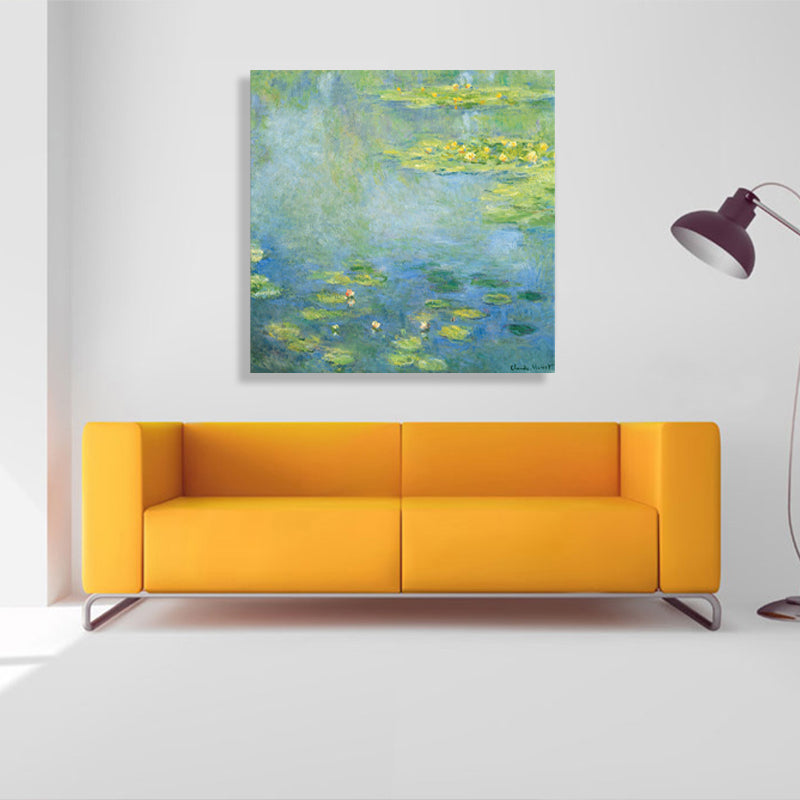 Brehn | Lotus und Lotusblätter Leinwand für das Esszimmer in Grün, Mehrere Größen Verfügbar