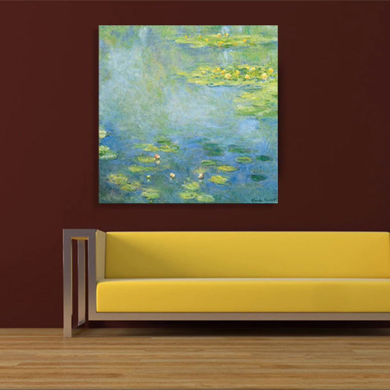 Brehn | Lotus und Lotusblätter Leinwand für das Esszimmer in Grün, Mehrere Größen Verfügbar