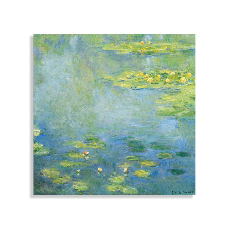 Brehn | Lotus und Lotusblätter Leinwand für das Esszimmer in Grün, Mehrere Größen Verfügbar