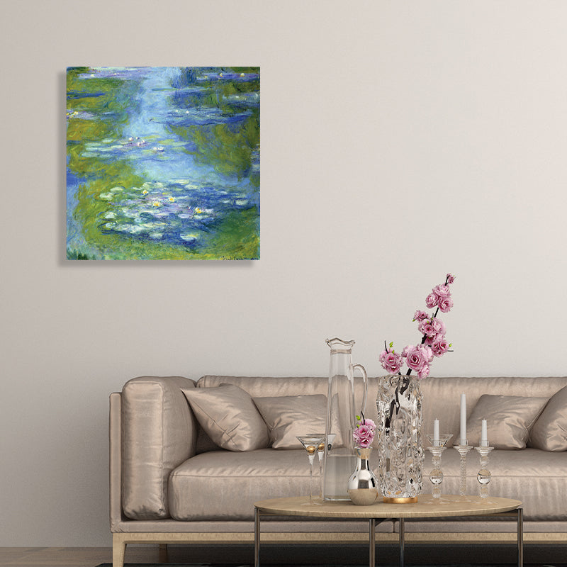 Brehn | Lotus und Lotusblätter Leinwand für das Esszimmer in Grün, Mehrere Größen Verfügbar