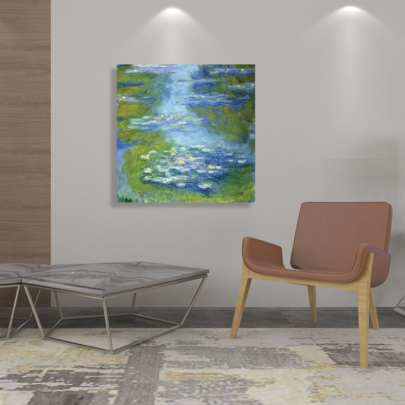 Brehn | Lotus und Lotusblätter Leinwand für das Esszimmer in Grün, Mehrere Größen Verfügbar