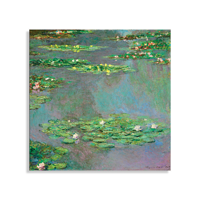 Brehn | Lotus und Lotusblätter Leinwand für das Esszimmer in Grün, Mehrere Größen Verfügbar
