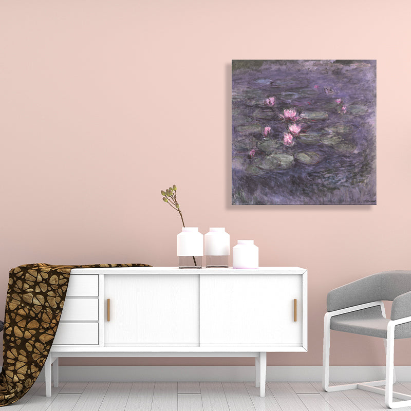 Brehn | Lotus und Lotusblätter Leinwand für das Esszimmer in Grün, Mehrere Größen Verfügbar