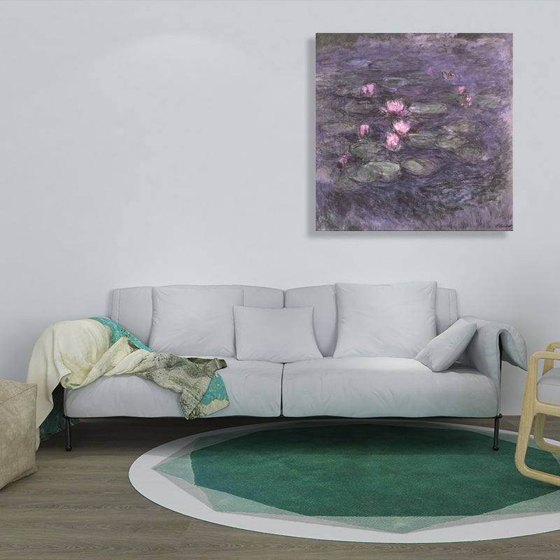 Brehn | Lotus und Lotusblätter Leinwand für das Esszimmer in Grün, Mehrere Größen Verfügbar