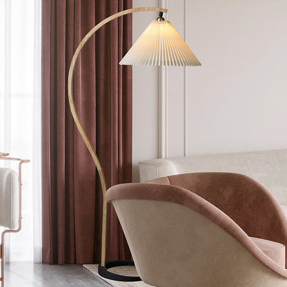 Gebogene Holz Stehlampe